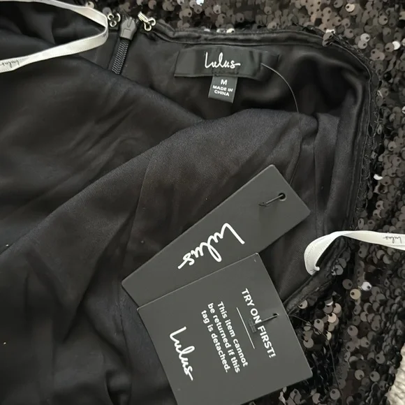 NWT!!! Lulus Taking The Stage Black Sequin Halter Maxi Dress - Size M - Picture 3 of 3